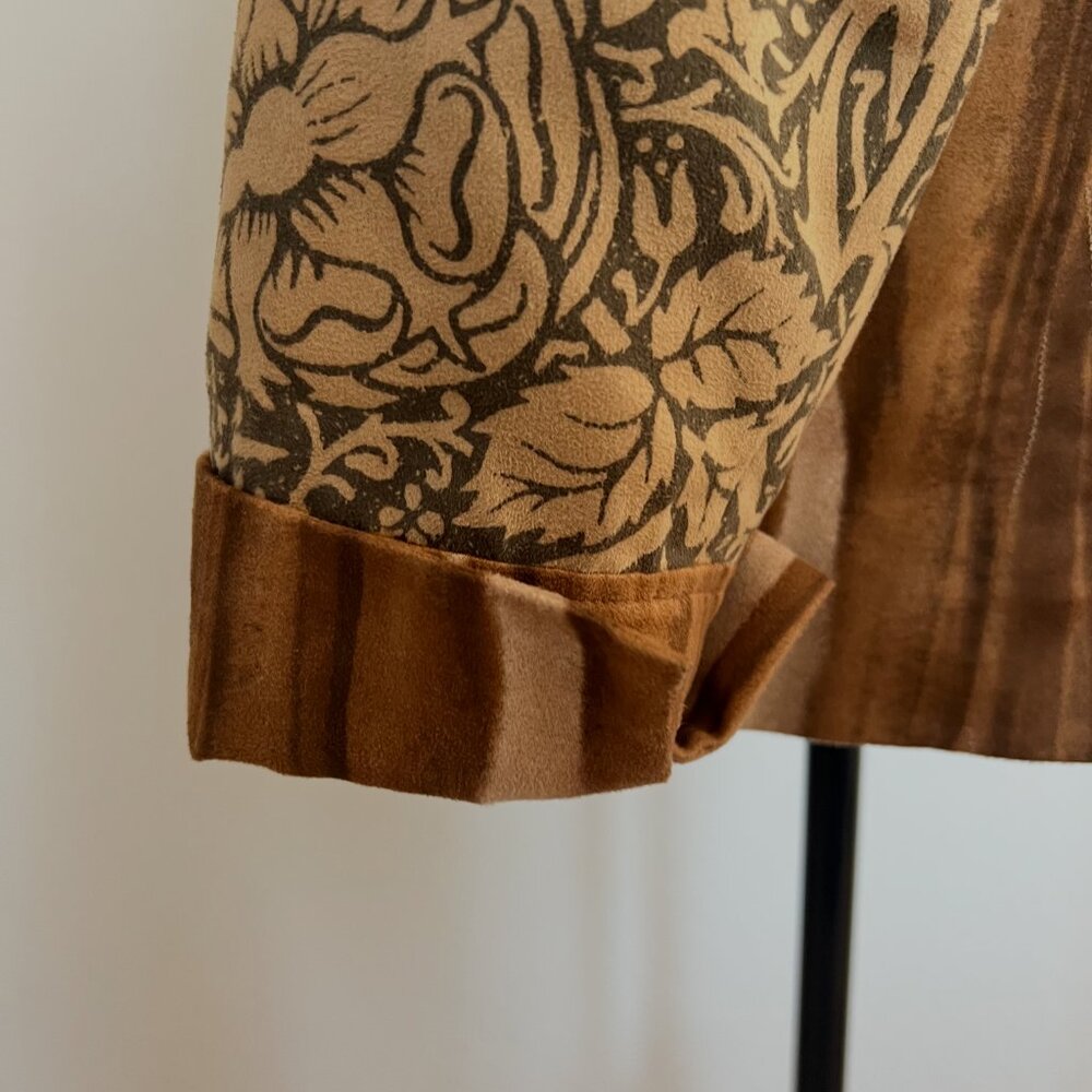 Coldwater Creek Women Size 12 Multi MixedPrint Faux Suede Contrast Stitch Jacket - Picture 10 of 14